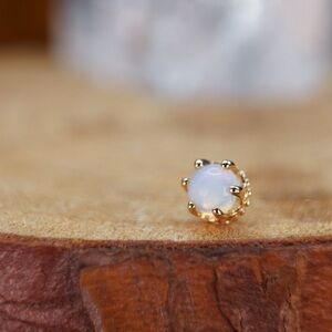 Solid 14k solid gold crown set moon stone -5mm press fit end